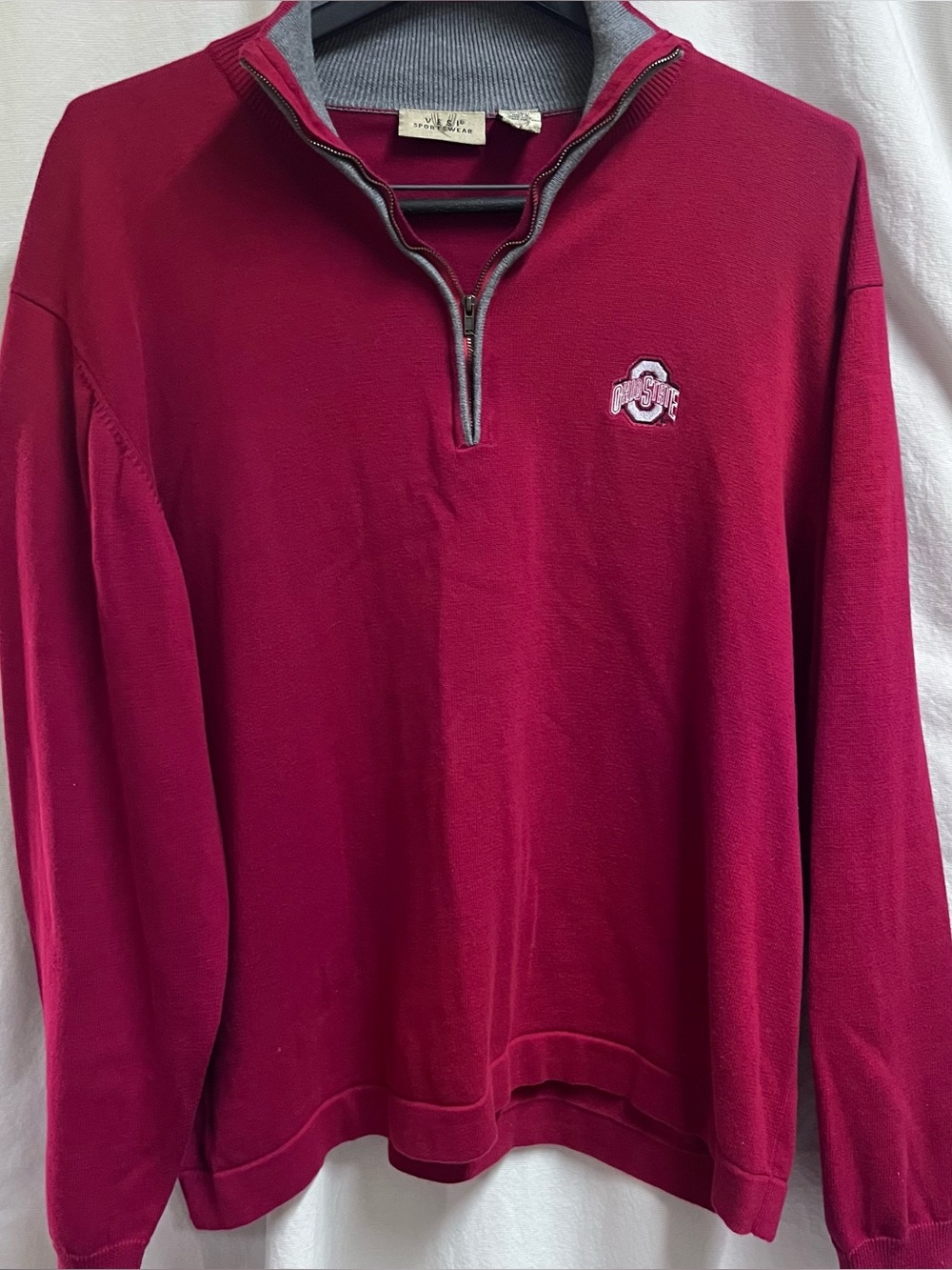 Ohio State 1/4 Zip Sweater Mens X-Large Red Embroidered Vintage Vesi Sportswear